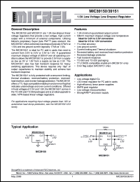 MIC39151-2.5BT datasheet: 1.5A Low-Voltage Low-Dropout Regulator MIC39151-2.5BT