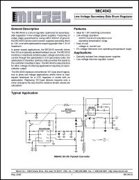 MIC4043BM4 datasheet: Low-Voltage Secondary-Side Shunt Regulator MIC4043BM4