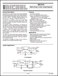 MIC4575 datasheet: 200kHz Simple 1A Buck Regulator MIC4575