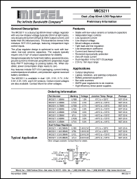 MIC5211-2.5BM6 datasheet: Dual µCap 50mA LDO Regulator MIC5211-2.5BM6