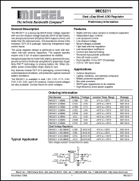 MIC5211-5.0BM6 datasheet: Dual µCap 50mA LDO Regulator MIC5211-5.0BM6