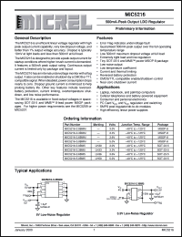 MIC5216-3.0BM5 datasheet: 500mA-Peak Output LDO Regulator MIC5216-3.0BM5