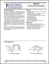 MIC5219-3.0BMM datasheet: 500mA-Peak Output LDO Regulator MIC5219-3.0BMM