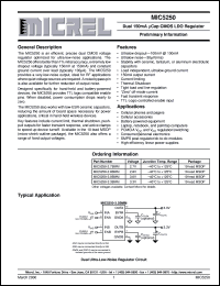 MIC5250-2.7BMM datasheet: Dual 150mA CMOS LDO Regulator MIC5250-2.7BMM