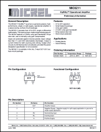 MIC6211BM5 datasheet: IttyBitty™ Operational Amplifier MIC6211BM5