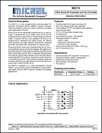 MIC74BQS datasheet: 2-Wire Serial I/O Expander and Fan Controller MIC74BQS