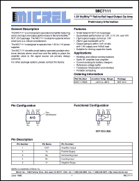 MIC7111BM5 datasheet: 1.8V IttyBitty™ Rail-to-Rail Input/Output Op Amp MIC7111BM5