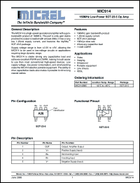 MIC914BM5 datasheet: 160MHz Low-Power SOT-23-5 Op Amp MIC914BM5