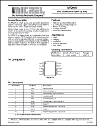 MIC915BMM datasheet: Dual 135MHz Low-Power Op Amp MIC915BMM