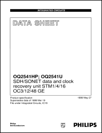 OQ2541HP/C3 datasheet: SDH/SONET data and clock recovery unit STM1/4/16 OC3/12/48 GE OQ2541HP/C3