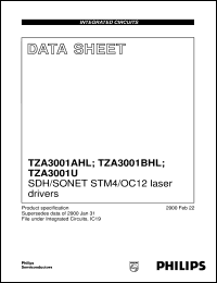 TZA3001BHL/C1 datasheet: SDH/SONET STM4/OC12 laser drivers TZA3001BHL/C1