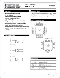 SY100S301 datasheet: TRIPLE 5-INPUT OR/NOR GATE SY100S301