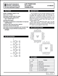 SY100S324 datasheet: LOW POWER HEX TTL-to-ECL TRANSLATOR SY100S324