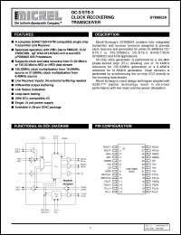 SY69952A datasheet: OC-3/STS-3 CLOCK RECOVERING TRANSCEIVER SY69952A