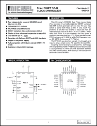 SY89425 datasheet: DUAL SONET OC-12 CLOCK SYNTHESIZER SY89425