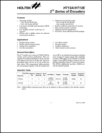 HT12A datasheet: 2 in power 12 encoder. 8-address, 4-data HT12A