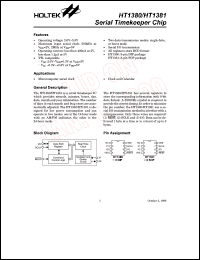 HT1380 datasheet: Serial timekeeper chip HT1380