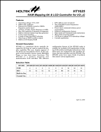 HT1625 datasheet: RAM mapping 64x8 LCD controller for I/O uC HT1625