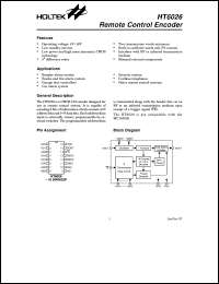 HT6026 datasheet: Remote control encoder HT6026