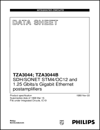TZA3044T/C2 datasheet: SDH/SONET STM4/OC12 and 1.25 Gbits/s Gigabit Ethernet postamplifiers TZA3044T/C2