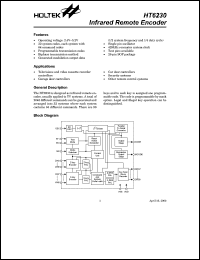 HT6230 datasheet: Infrared remote encoder HT6230