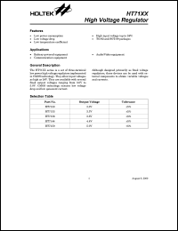 HT7130A datasheet: 3.0V high voltage regulator HT7130A