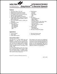 HT81003 datasheet: EasyVoice 3-second speech (mask ROM) HT81003