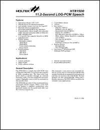 HT815D0 datasheet: 11.2 second LOG-PCM speech HT815D0