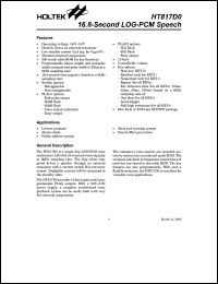 HT817D0 datasheet: 16.8 second LOG-PCM speech HT817D0