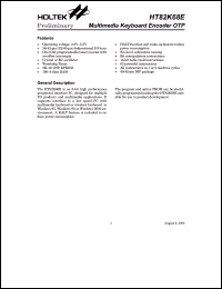 HT82K68E datasheet: Multimedia keyboard encoder OTP HT82K68E