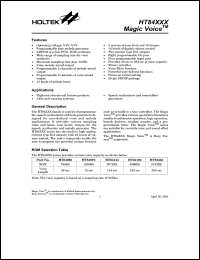 HT84144 datasheet: 144 sec Magic Voice (programmable speech synthesizer and tone generator) HT84144