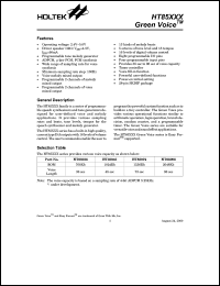 HT85072 datasheet: 72 sec Green Voice (programmable speech synthesizer and tone generator) HT85072