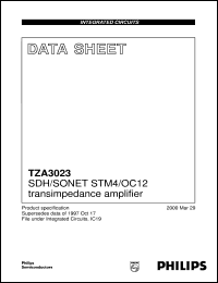 TZA3023U/C3 datasheet: SDH/SONET STM4/OC12 transimpedance amplifier TZA3023U/C3