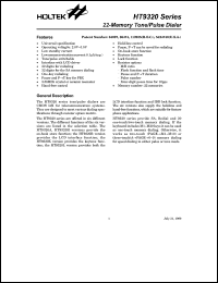 HT9320L datasheet: 22-memory tone/pulse dialer HT9320L