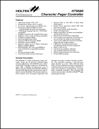 HT9580 datasheet: Character pager controller HT9580