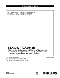 TZA3043B datasheet: Gigabit Ethernet/Fibre Channel transimpedance amplifier TZA3043B