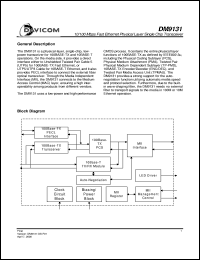 DM9131 datasheet: 10/100Mbps fast Ethernet physical layer single chip transceiver DM9131