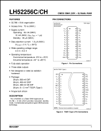 LH52256CT-70LL datasheet: CMOS 256K (32K x 8) static RAM LH52256CT-70LL