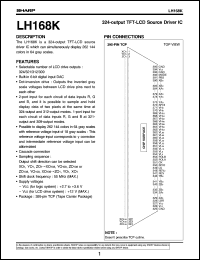 LH168K datasheet: 324-output TFT-LCD source driver IC LH168K