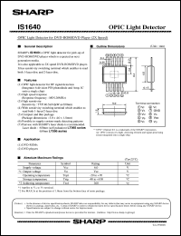 IS1640 datasheet: OPIC light detector IS1640