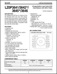 LZ0P3642 datasheet: 1/4-type built-in lens color CCD area sensor with 350K pixels LZ0P3642