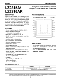 LZ2316AR datasheet: 1/3-type CCD area sensor with 270K pixels LZ2316AR