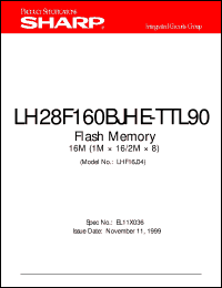 LH28F160BJHE-TTL90 datasheet: Flash memory 16M (1M x 16/2 x 8) LH28F160BJHE-TTL90