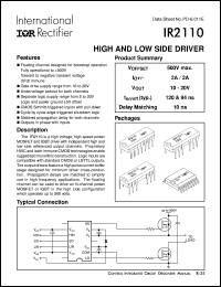 IR2110 datasheet: High and low side driver IR2110