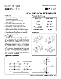 IR2113 datasheet: High and low side driver IR2113