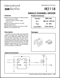 IR2118S datasheet: Single channel driver IR2118S