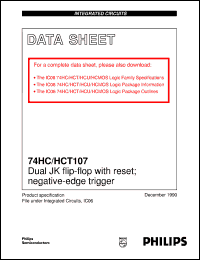 74HC107D datasheet: Dual JK flip-flop with reset; negative-edge trigger 74HC107D