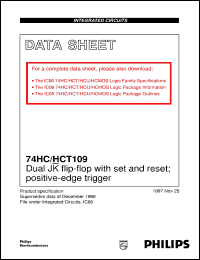 74HC109DB datasheet: Dual JK flip-flop with set and reset; positive-edge trigger 74HC109DB