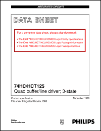 74HC125PW datasheet: Quad buffer/line driver; 3-state 74HC125PW
