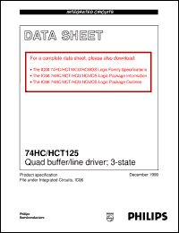 74HC125U datasheet: Quad buffer/line driver; 3-state 74HC125U